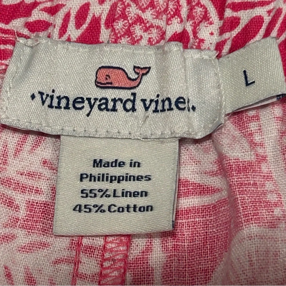 Vineyard Vines Vibrant Women's Linen Cotton Shorts Whales Flamingos Size Large - Picture 7 of 9
